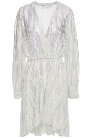 IRO Wrap-effect metallic printed georgette dress at The Outnet